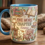 Custom Name Bookish One More Chapter Mug, Faux Stained Glass Style Mug, Ceramic Mug Book Lover gift, 2D Flat Mug - image 5