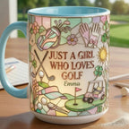 Personalized Just A Girl Who Loves Golf Faux 3D Accent Mug, Girl Golf Lover Mug, Gift for Her, 2D Flat Mug - image 3
