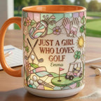 Personalized Just A Girl Who Loves Golf Faux 3D Accent Mug, Girl Golf Lover Mug, Gift for Her, 2D Flat Mug - image 6