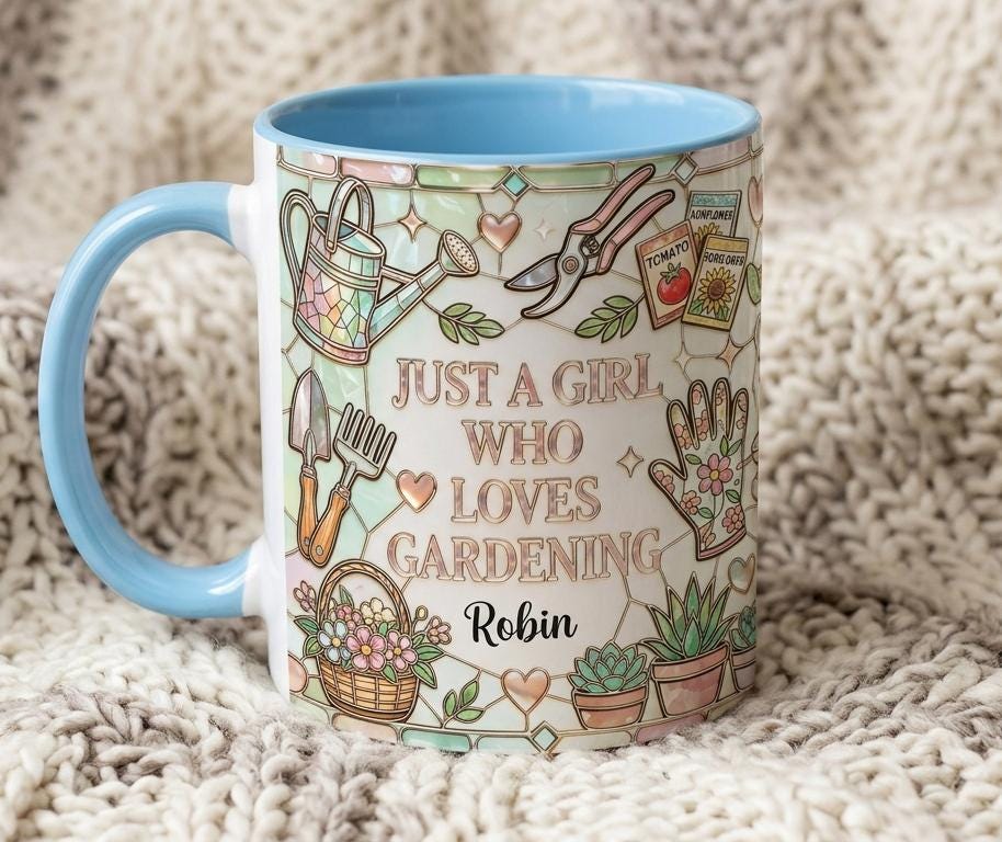 Personalized Gardening Coffee Cup, Custom 3D-Effect Garden Lover Accent Mug, Just A Girl Who Loves Gardening - image 2