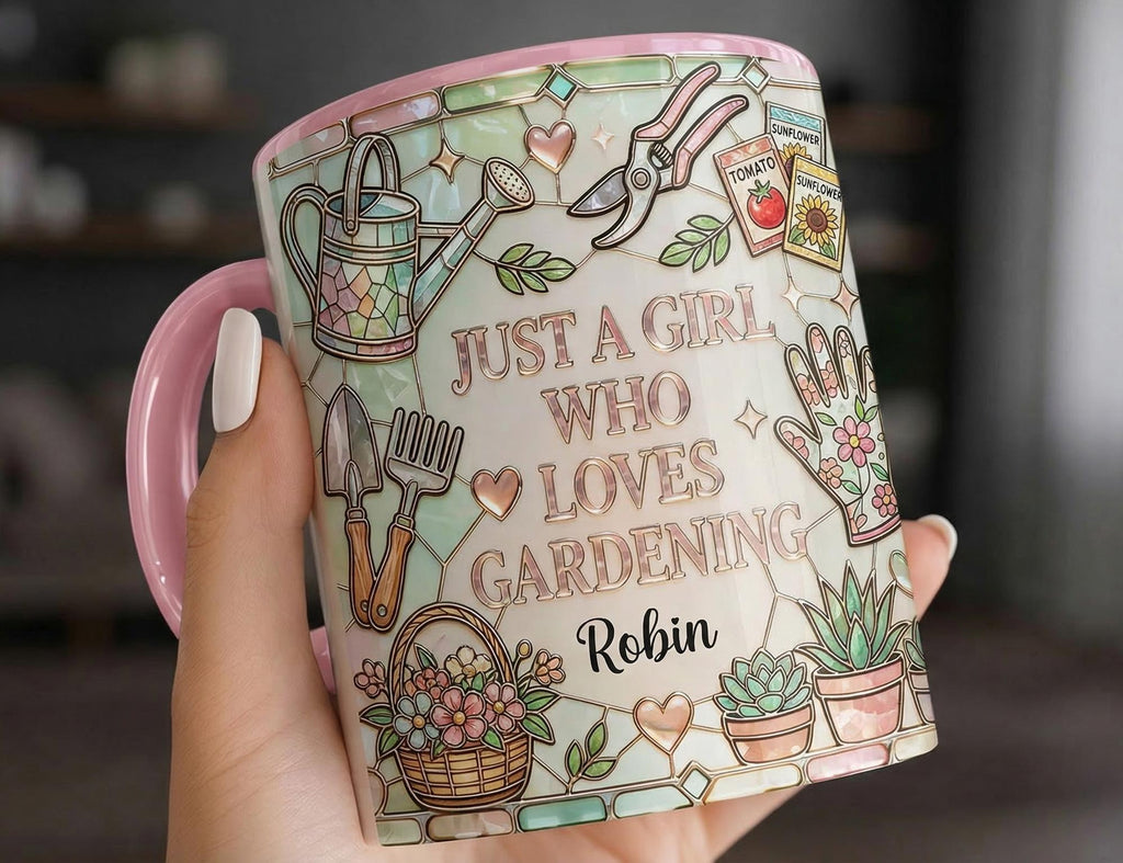 Personalized Gardening Coffee Cup, Custom 3D-Effect Garden Lover Accent Mug, Just A Girl Who Loves Gardening