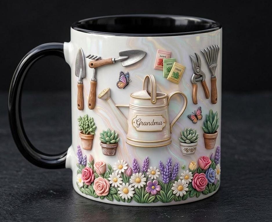 Personalized Gardening Coffee Cup, Custom 3D-Effect Garden Lover Accent Mug, Gift for Mom Grandma - image 4