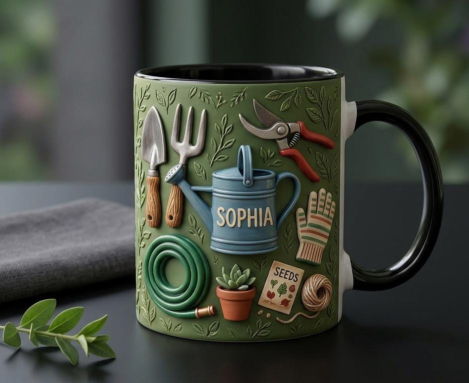 Personalized Gardening Coffee Cup, Custom 3D-Effect Garden Lover Accent Mug, Gift for Men Women - image 4