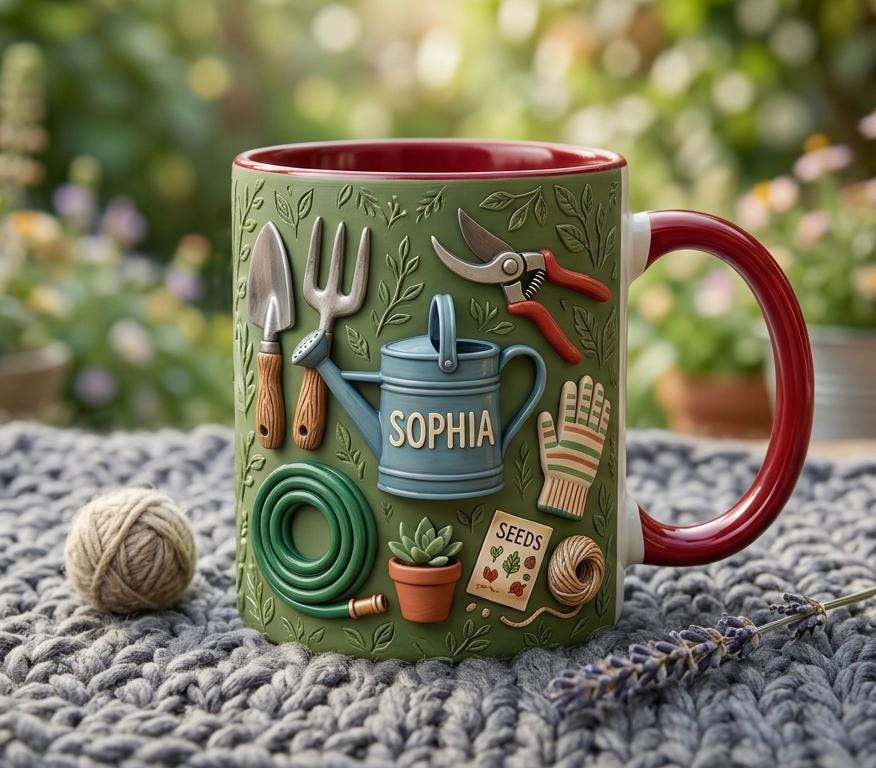 Personalized Gardening Coffee Cup, Custom 3D-Effect Garden Lover Accent Mug, Gift for Men Women - image 3