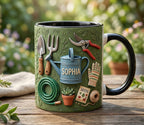 Personalized Gardening Coffee Cup, Custom 3D-Effect Garden Lover Accent Mug, Gift for Men Women