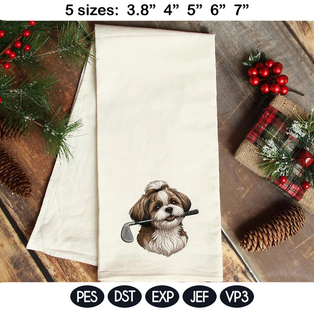 Funny Shih Tzu Golf Embroidery Design, Cute Puppy Golfer Machine Embroidery File, Pet Lover Gift, Sports Dog Embroidery Pattern - image 4