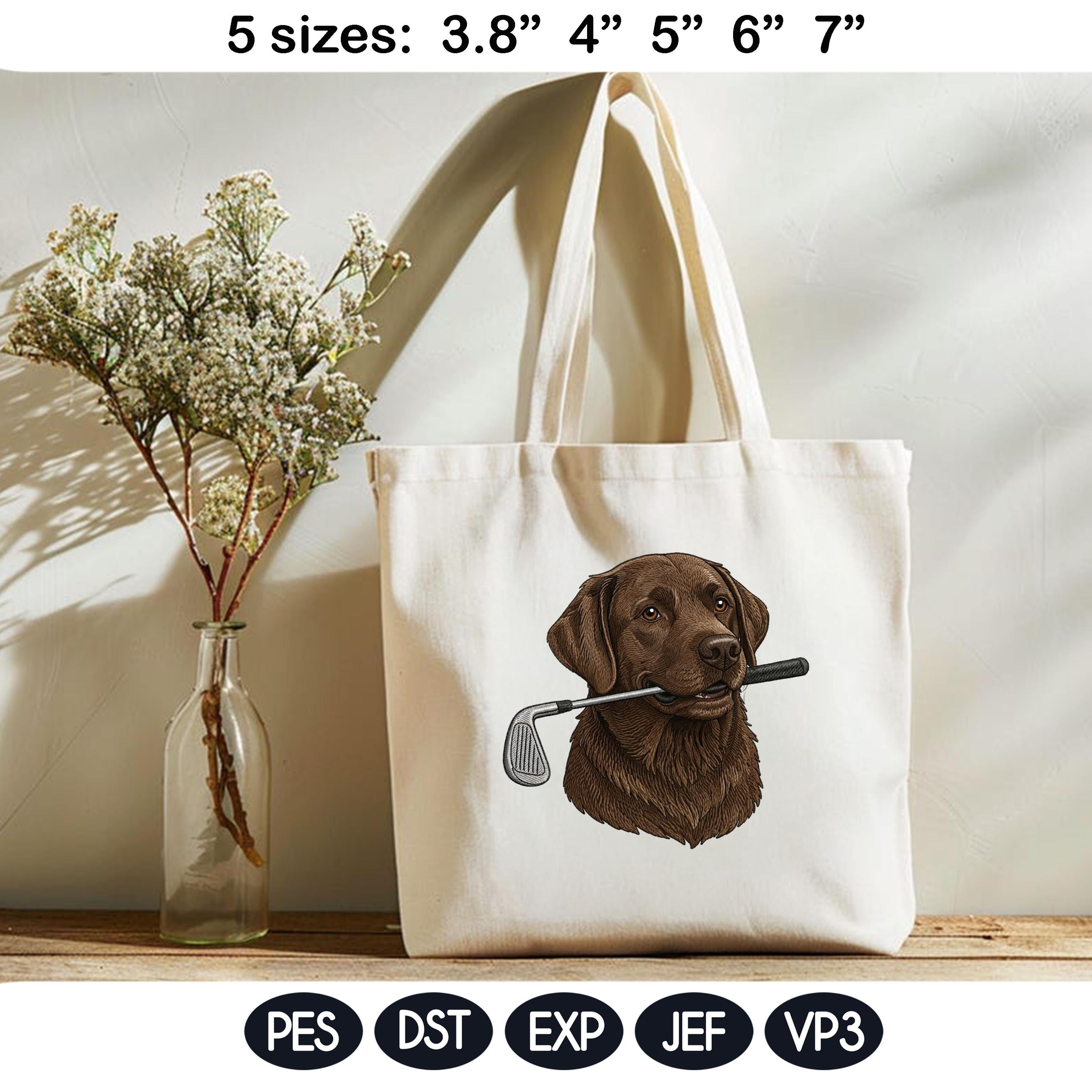 Funny Chocolate Labrador Golf Embroidery Design, Cute Puppy Golfer Machine Embroidery File, Pet Lover Gift, Sports Dog Embroidery Pattern - image 5