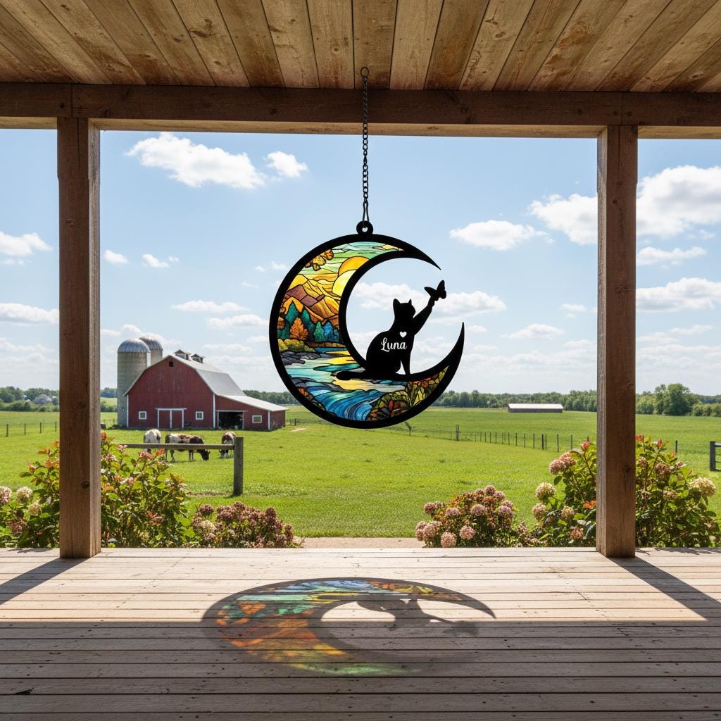 Personalized Cat Memorial Suncatcher, Custom Loss Of Cat Sympathy Gift, Cat Remembrance Gift, Gift For Cat Lovers - image 3