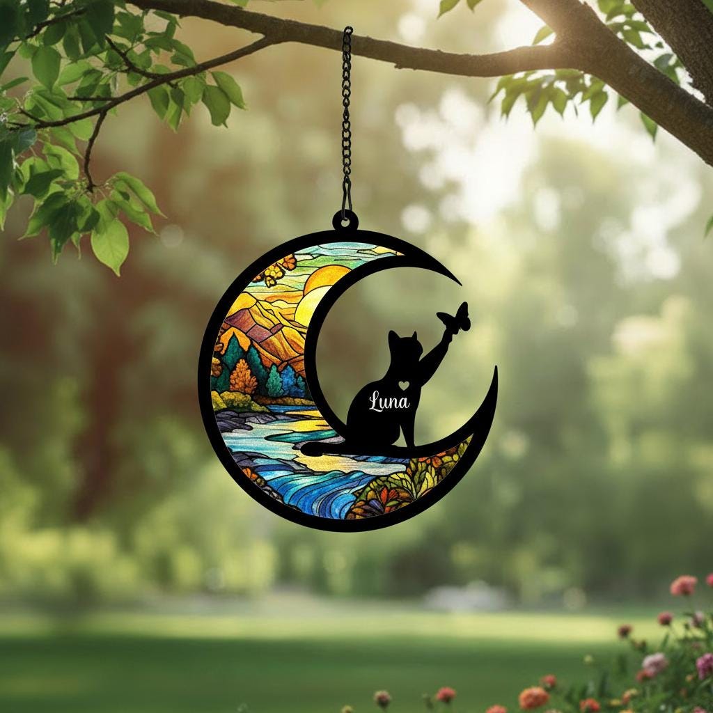 Personalized Cat Memorial Suncatcher, Custom Loss Of Cat Sympathy Gift, Cat Remembrance Gift, Gift For Cat Lovers - image 4
