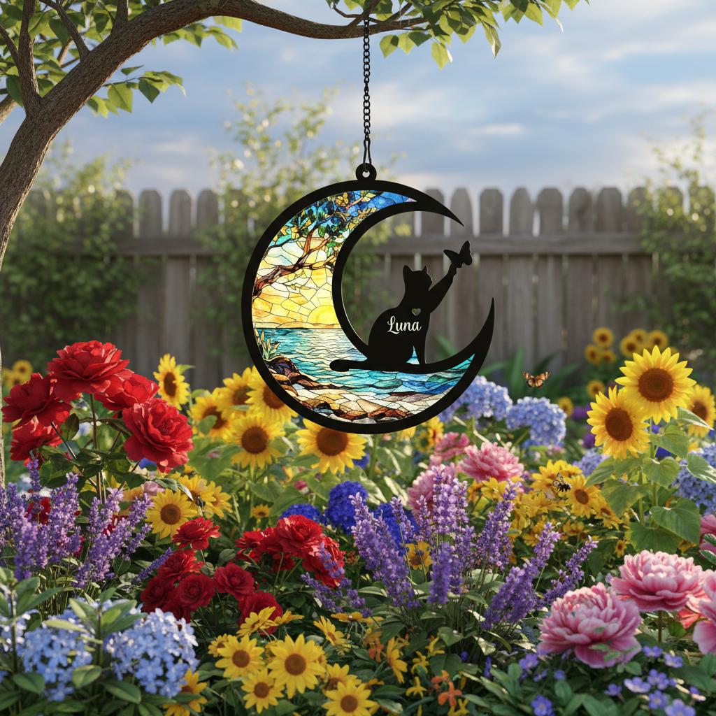Custom Cat Memorial Suncatcher, Personalized   Loss Of Cat Sympathy Gift, Gift For Cat Lovers, Cat Remembrance Gift - image 5