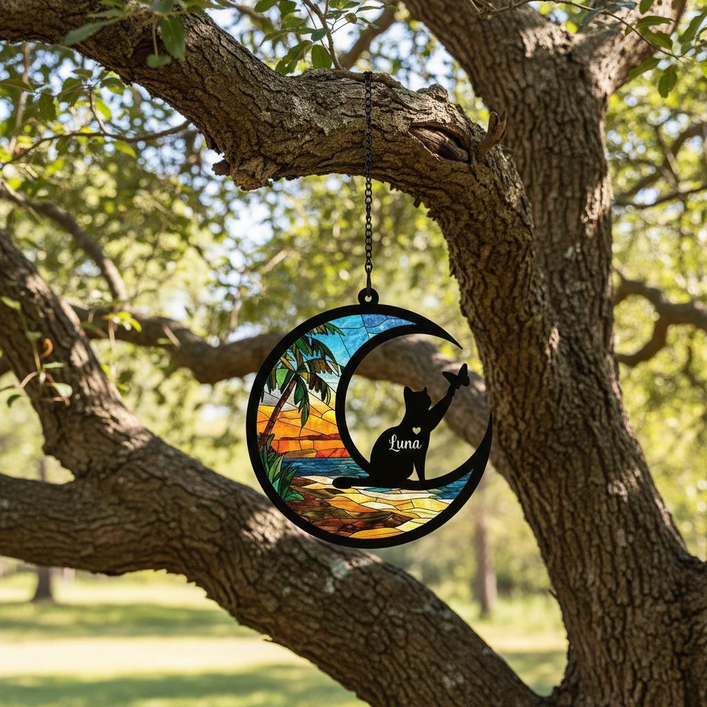 Custom Cat Memorial Suncatcher, Personalized  Loss Of Cat Sympathy Gift, Gift For pet Lovers, Cat Remembrance Gift - image 6