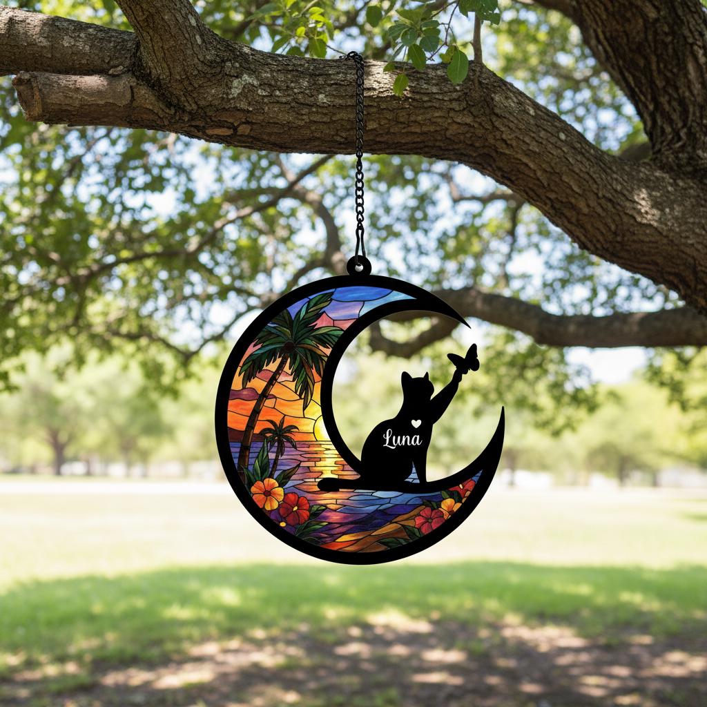 Custom Cat Memorial Suncatcher, Personalized Loss Of Cat Sympathy Gift, Gift For pet Lovers, Cat Remembrance Gift - image 6