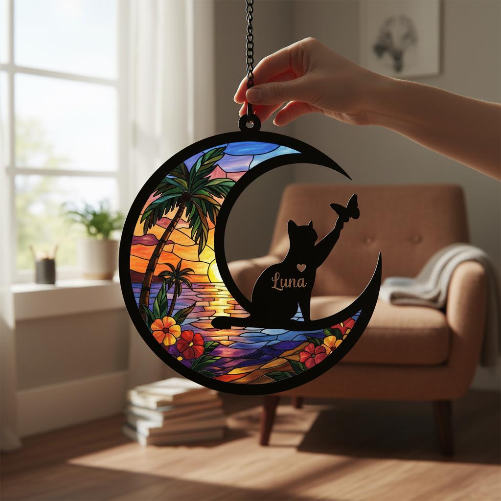 Custom Cat Memorial Suncatcher, Personalized Loss Of Cat Sympathy Gift, Gift For pet Lovers, Cat Remembrance Gift - image 8