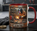 Welder 3D Effect, Custom Name Accent Mug, Personalized Welder Coffee Cup, Gift For Husband - image 2