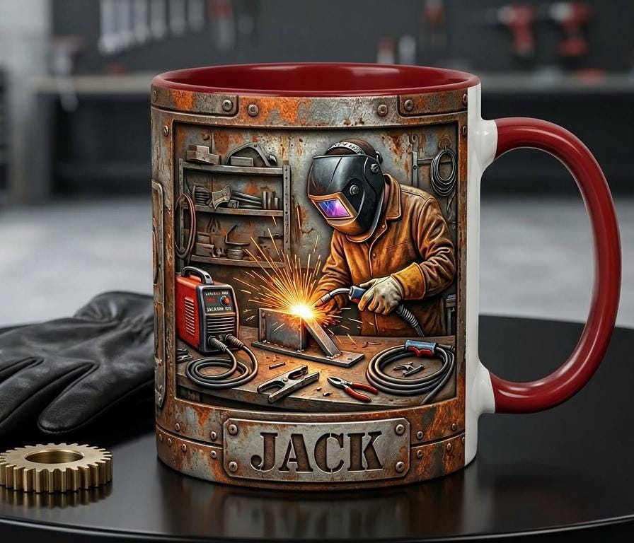 Welder 3D Effect, Custom Name Accent Mug, Personalized Welder Coffee Cup, Gift For Husband - image 2