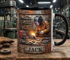 Welder 3D Effect, Custom Name Accent Mug, Personalized Welder Coffee Cup, Gift For Husband