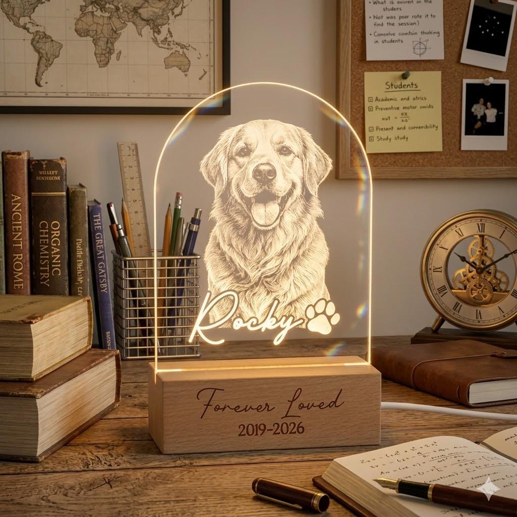 Personalized Pet Memorial LED Night Light — Custom Dog or Cat Photo Sympathy Gift, Pet Loss, Pet Memorial Gift for Dog, Cat - image 2