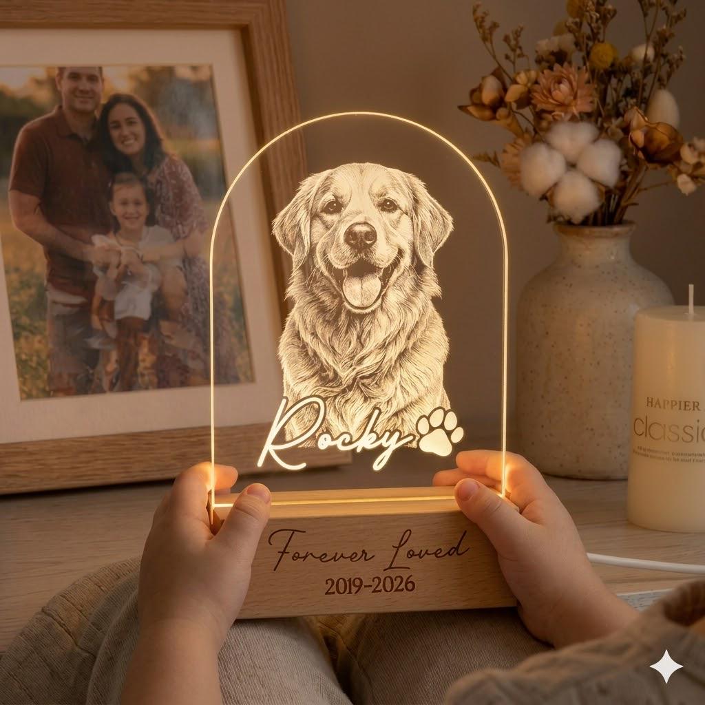 Personalized Pet Memorial LED Night Light — Custom Dog or Cat Photo Sympathy Gift, Pet Loss, Pet Memorial Gift for Dog, Cat - image 5