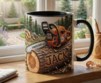 Custom Lumberjack Mug with Chainsaw, Personalized Name Coffee Mug, Gift for Him Woodcutter Arborist - image 3