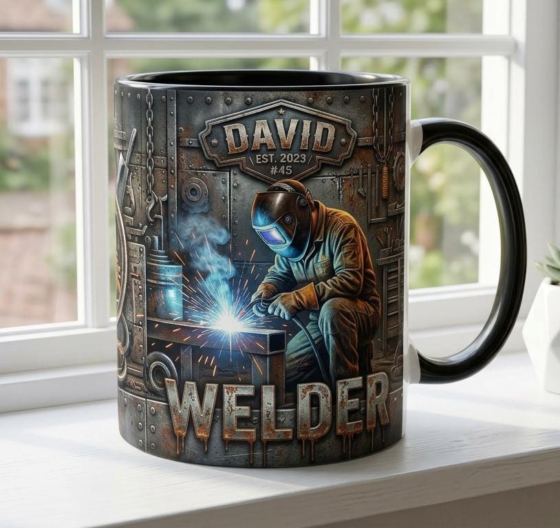 Welder 3D Effect, Custom Name Accent Mug, Personalized Welder Coffee Cup, Gift For Husband - image 4