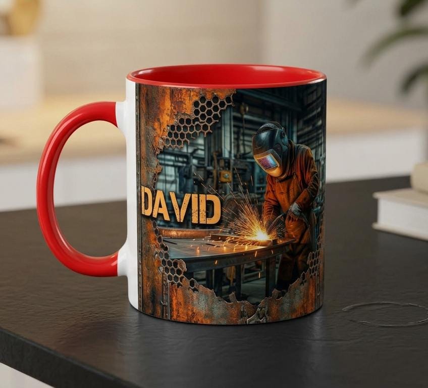 Welder 3D Effect, Custom Name Accent Mug, Personalized Welder Coffee Cup, Gift For Husband - image 2