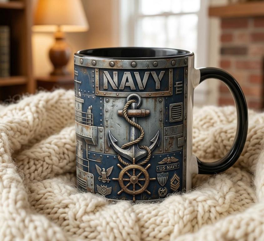 Custom Name Military Mug, Personalized US Army Navy Coffee Mug, Gift for Him Her - image 4