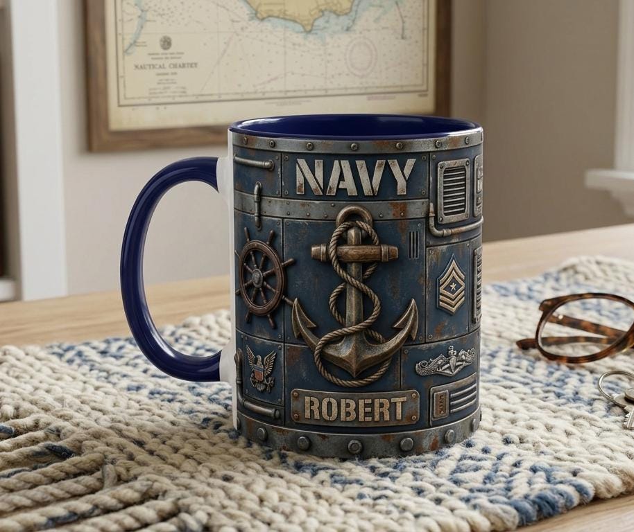 Custom Name Military Mug, Personalized US Army Navy Coffee Mug, Gift for Him Her - image 2