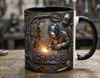 Welder 3D Effect, Custom Name Accent Mug, Personalized Welder Coffee Cup, Gift For Husband
