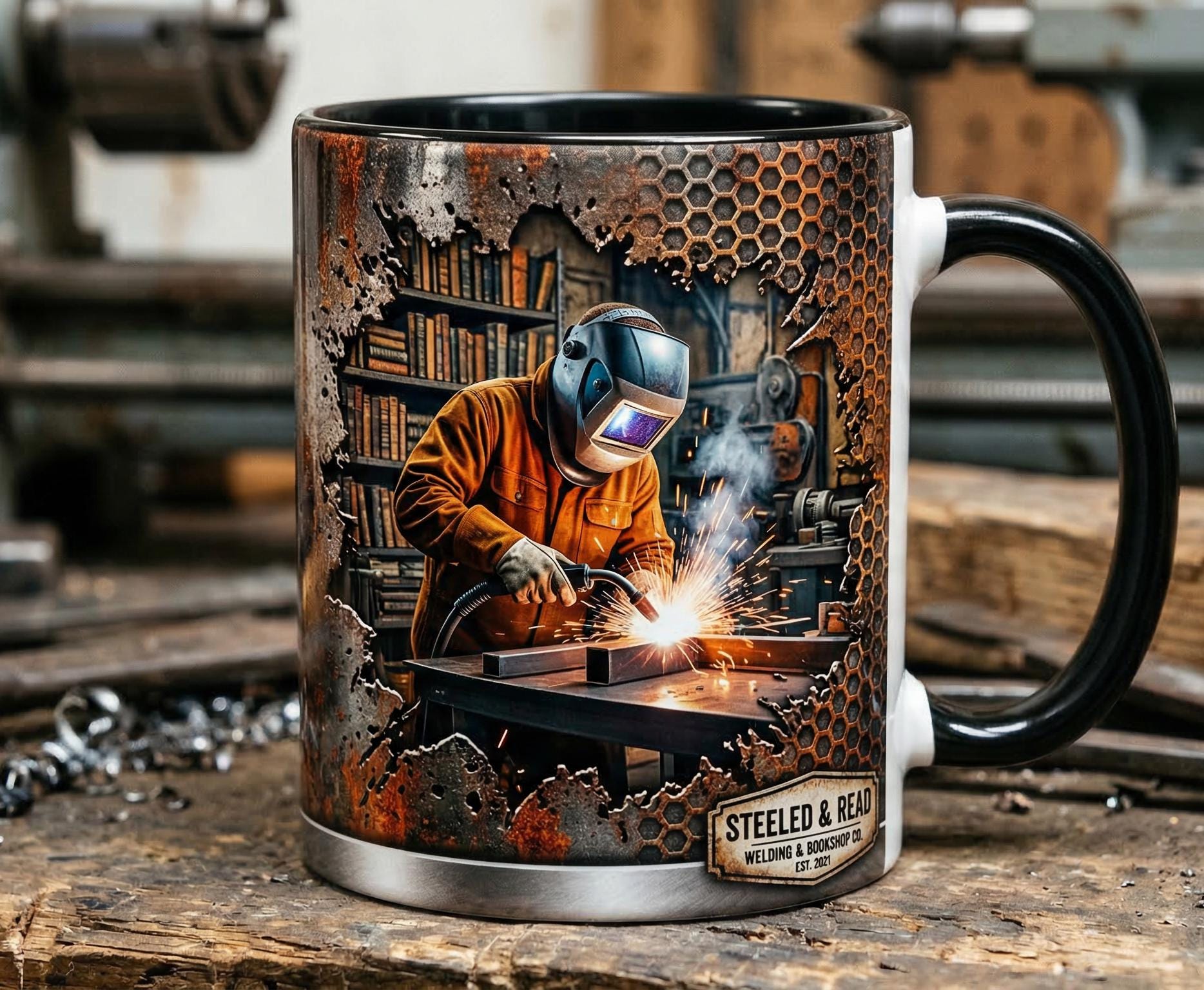 Welder 3D Effect, Custom Name Accent Mug, Personalized Welder Coffee Cup, Gift For Husband