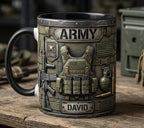 Custom Name Military Mug, Personalized US Army Coffee Mug, Gift for Him Her