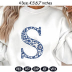 Chinoiserie Alphabet A–Z Machine Embroidery Design, Blue Elegant Monogram Font, Full Letter Set, 4 Sizes, Digital Download, Instant Download - image 9