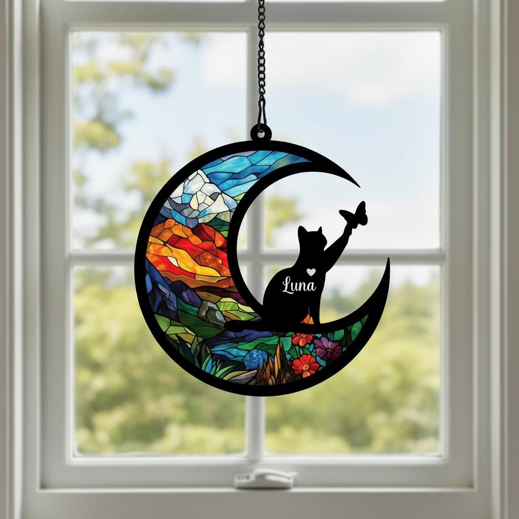 Personalized Cat Loss Sympathy Gift, Custom Pet Memorial Suncatcher, In Loving Memory, Cat Remembrance - image 7