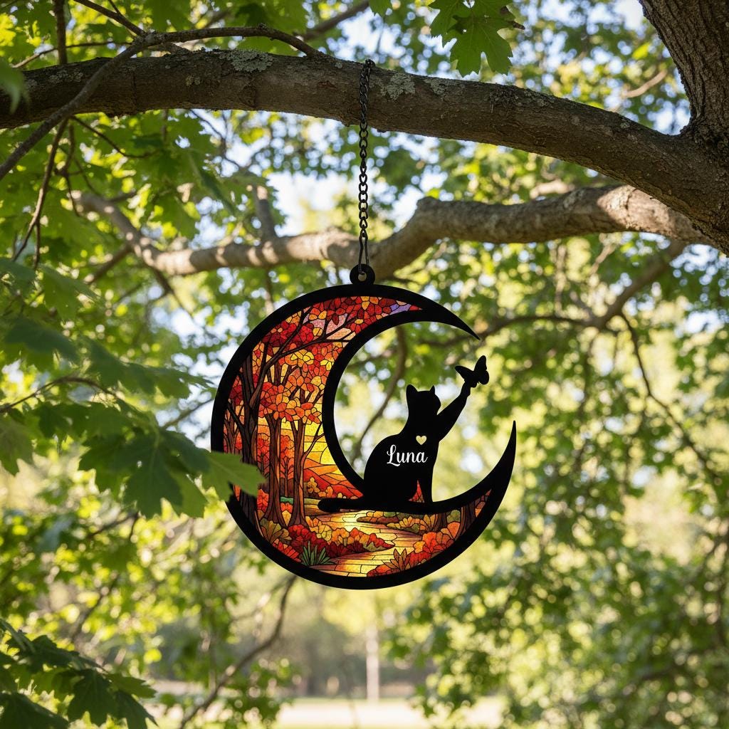 Personalized Cat Loss Sympathy Gift, Custom Pet Memorial Suncatcher, in memorial gift, Cat lovers - image 4