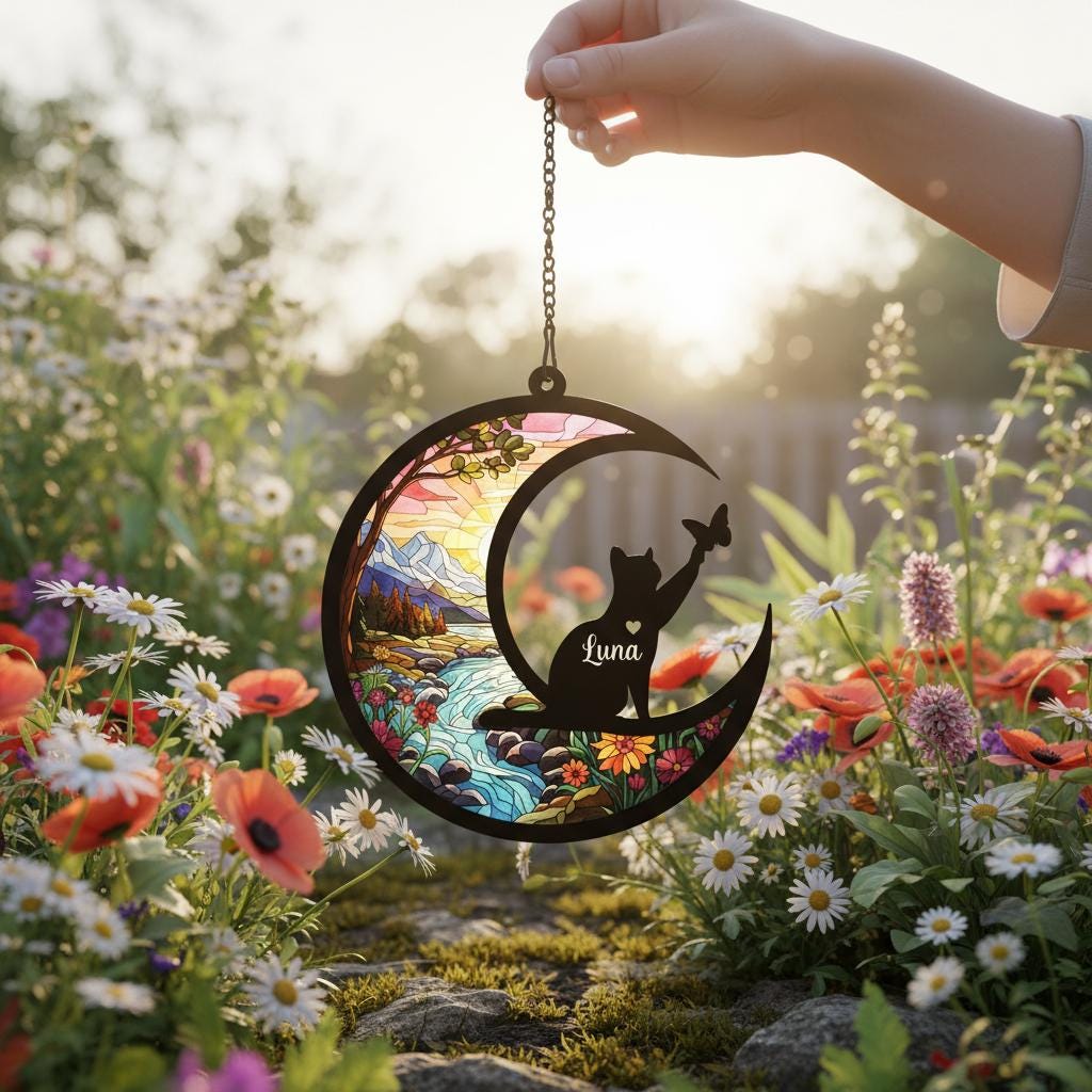 Personalized Cat Loss Sympathy Gift, Custom Pet Memorial Suncatcher, Gift For pet Lovers, Cat Remembrance Gift - image 4