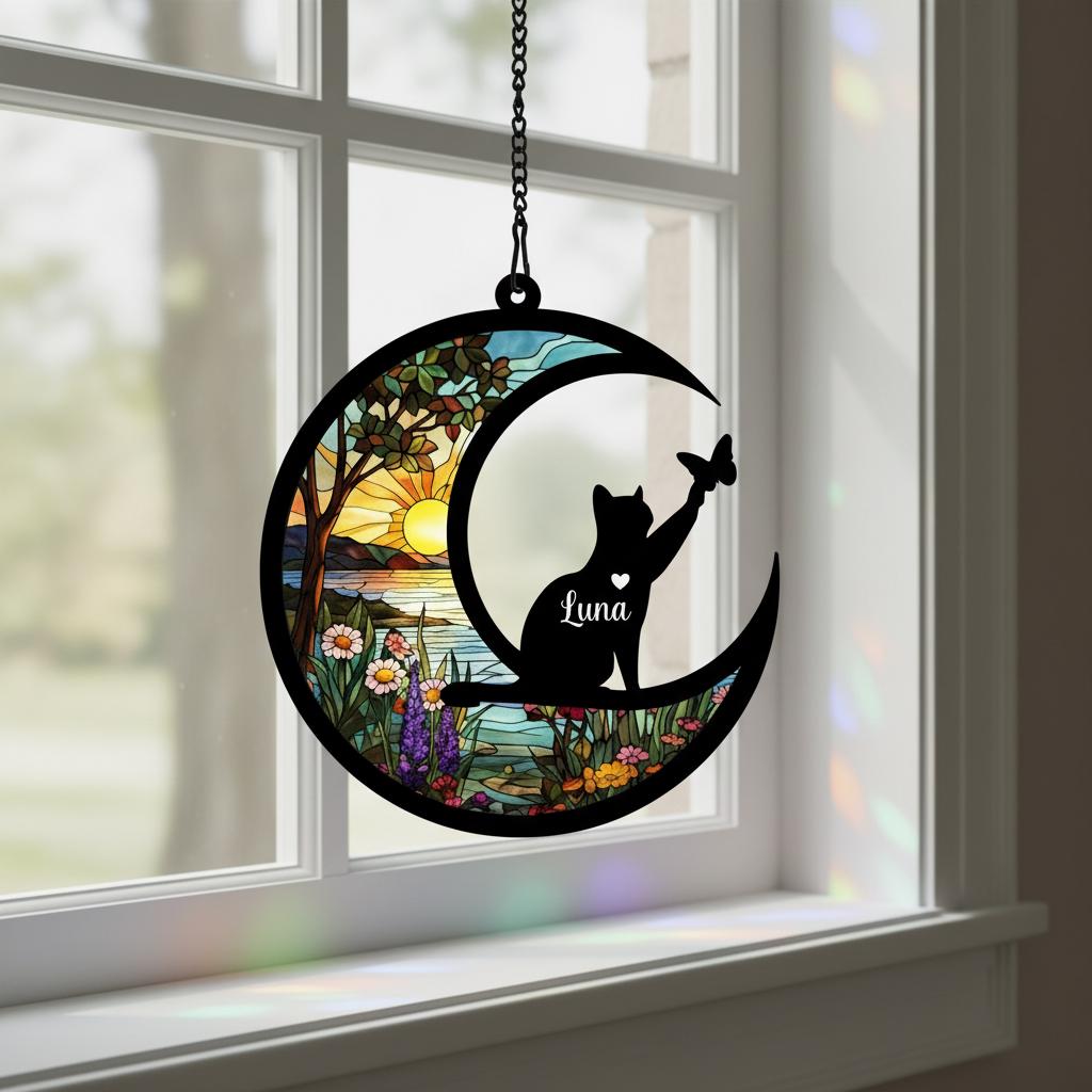Personalized Cat Loss Sympathy Gift, Custom Cat Memorial Suncatcher, Gift For pet Lovers, Cat Remembrance Gift - image 5