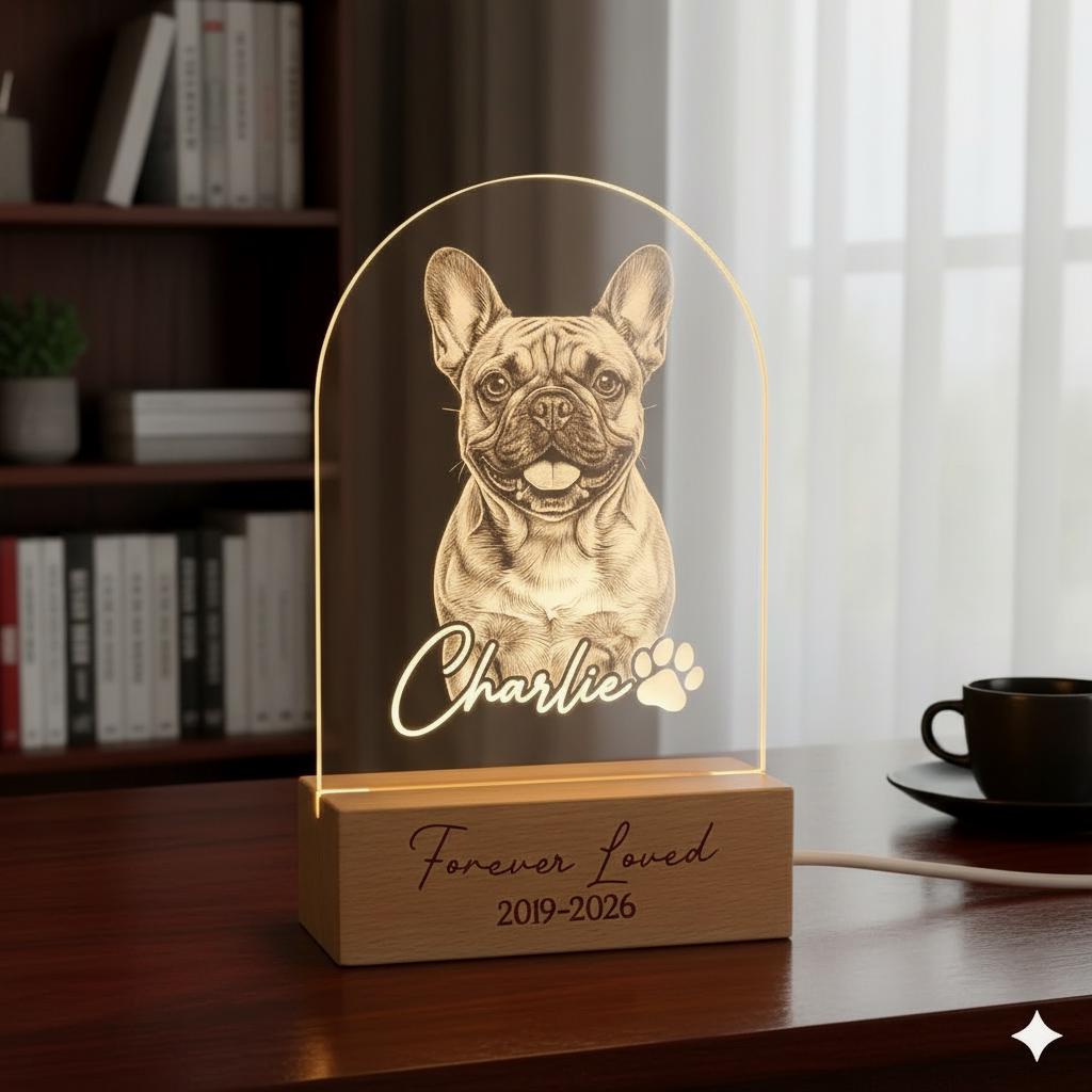 Personalized French Bulldog Dog LED Night Light — Custom Dog  Sympathy Gift, Dog Memorial Gift , Gift For Dog Lover - image 3