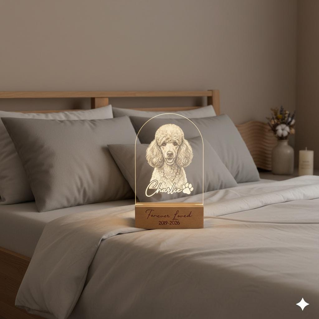 Personalized Poodle Dog LED Night Light — Custom Dog  Sympathy Gift, Dog Memorial Gift , Gift For Dog Lover, dog keepsake - image 6
