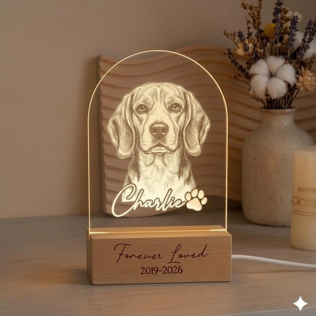 Personalized Beagle Dog LED Night Light — Custom Dog  Sympathy Gift, Dog Memorial Gift , Gift For Dog Lover, dog keepsake