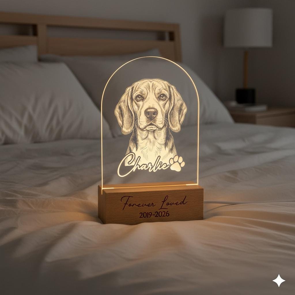 Personalized Beagle Dog LED Night Light — Custom Dog  Sympathy Gift, Dog Memorial Gift , Gift For Dog Lover, dog keepsake - image 3