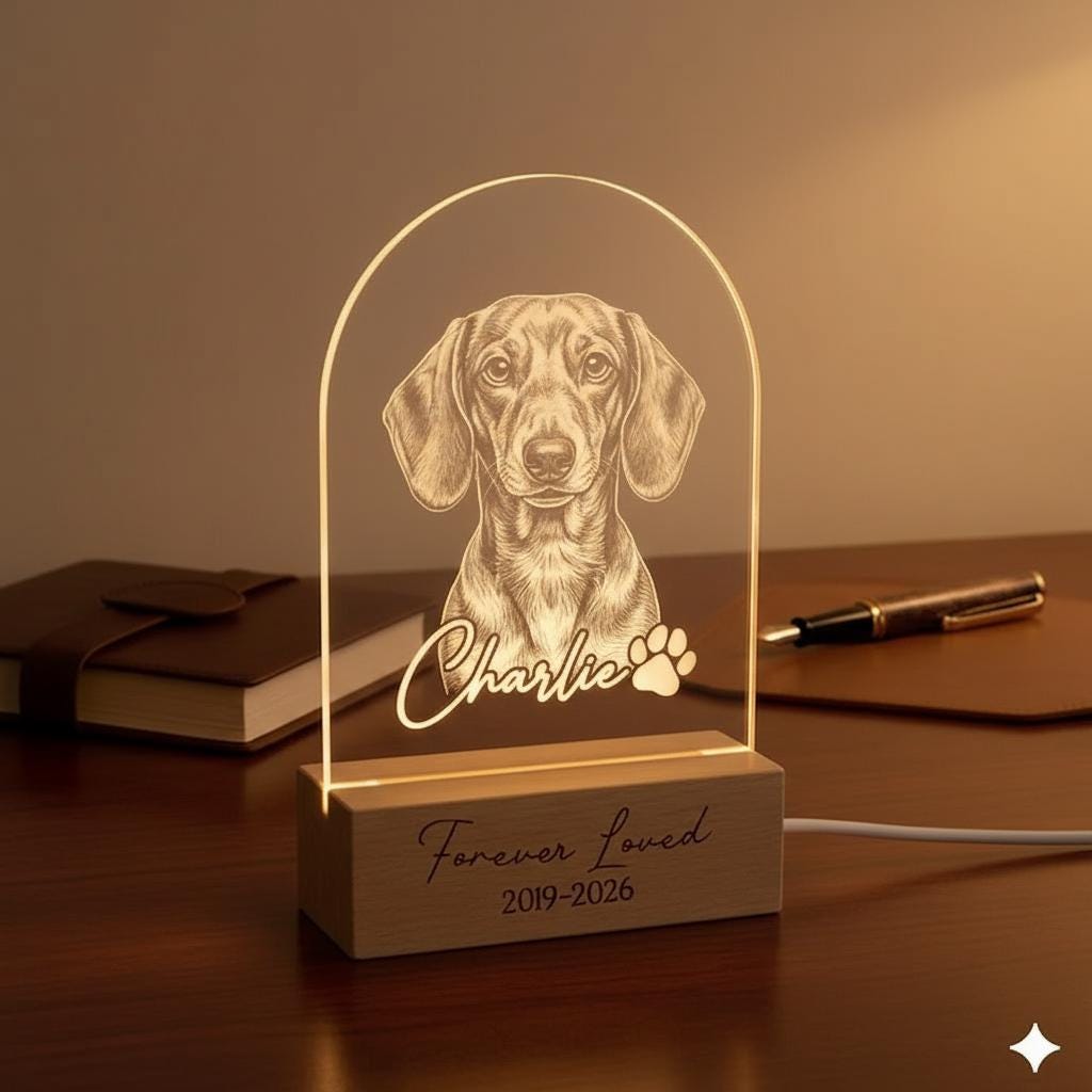 Personalized Dachshund Dog LED Night Light — Custom Dog  Sympathy Gift, Dog Memorial Gift , Gift For Dog Lover, Pet Portrait - image 5