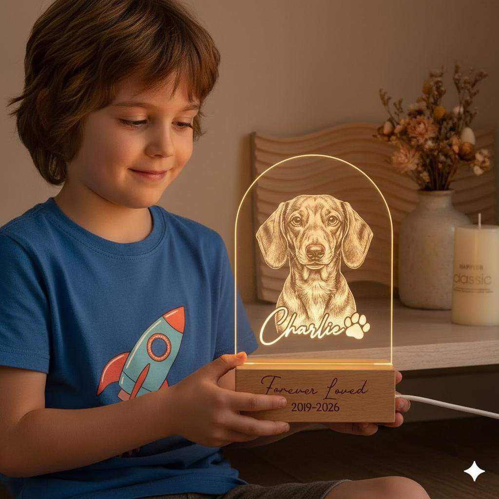 Personalized Dachshund Dog LED Night Light — Custom Dog  Sympathy Gift, Dog Memorial Gift , Gift For Dog Lover, Pet Portrait - image 6
