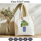 Chinoiserie Lemon Tree Embroidery Design, Blue Chinoiserie Vase, Summer Machine Embroidery PES DST, 4 sizes, Digital Instant Download - image 5