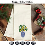 Chinoiserie Lemon Tree Embroidery Design, Blue Chinoiserie Vase, Summer Machine Embroidery PES DST, 4 sizes, Digital Instant Download - image 4