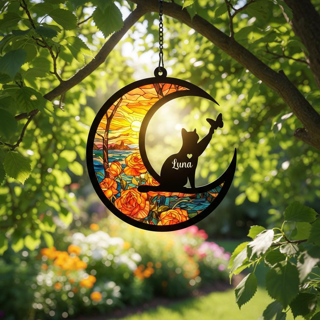Personalized Cat Loss Sympathy Gift, Custom Cat Memorial Suncatcher, Pet lover Gift,In Loving Memory - image 6