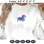 Dachshund Chinoiserie Embroidery Design, Blue Floral Dog Pattern, Vintage Porcelain Style Machine Embroidery File, Dog Lover Gift - image 4