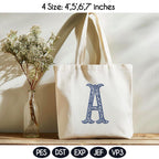 Custom Fishtail Chinoiserie Alphabet Embroidery Design,Personalized Blue Monogram Letter A–Z, Elegant Vintage Fishtail Font,Digital Download - image 3