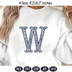 Custom Fishtail Chinoiserie Alphabet Embroidery Design,Personalized Blue Monogram Letter A–Z, Elegant Vintage Fishtail Font,Digital Download - image 6