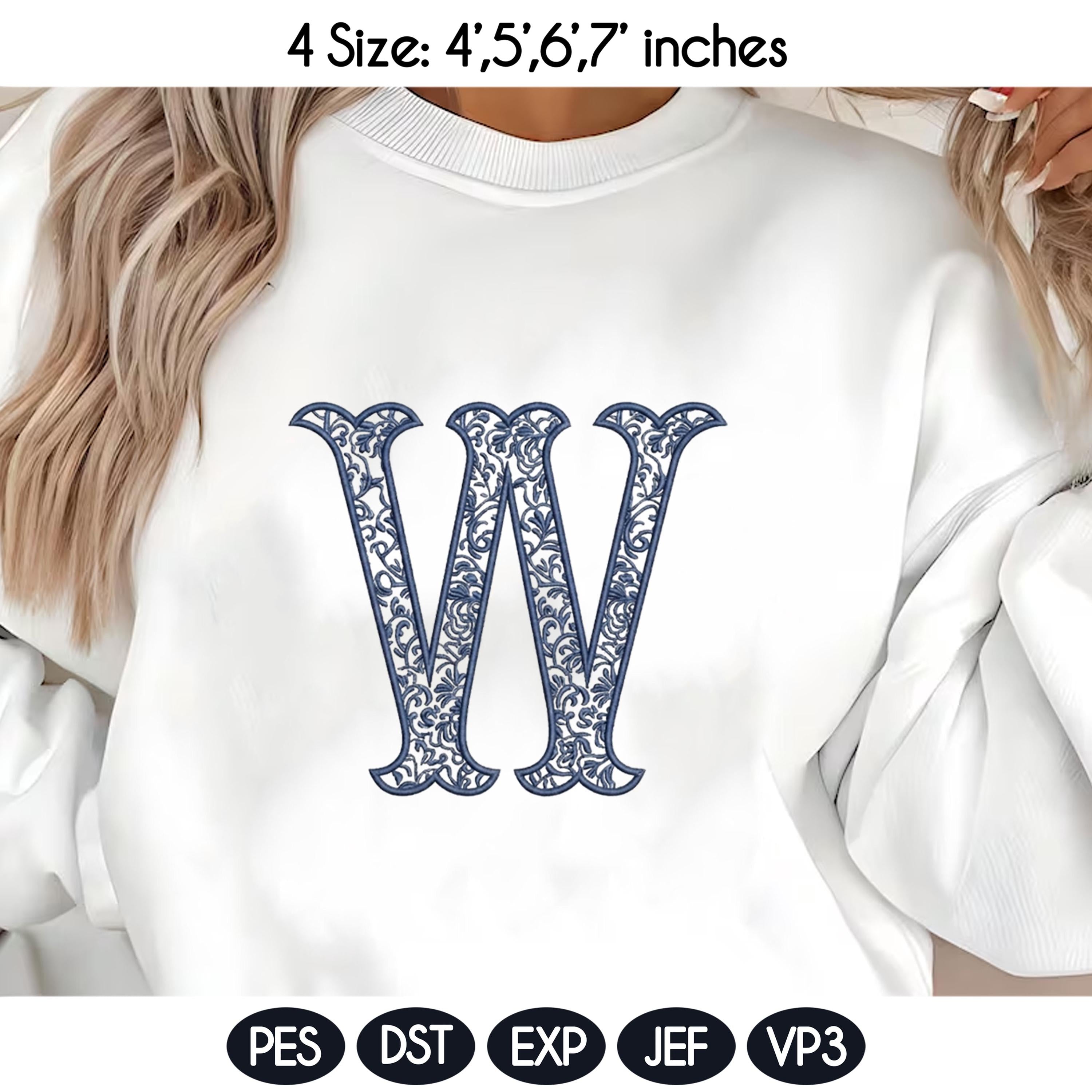 Custom Fishtail Chinoiserie Alphabet Embroidery Design,Personalized Blue Monogram Letter A–Z, Elegant Vintage Fishtail Font,Digital Download - image 6