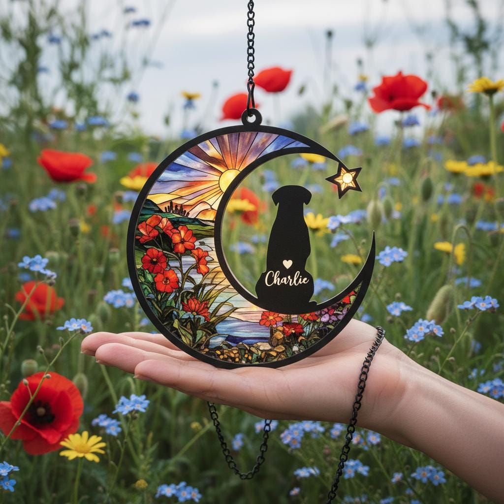 Personalized Dog Loss Sympathy Gift, Custom dog Memorial Suncatcher, Pet lover Gift, In Loving Memory, Dog Remembrance Gift - image 5