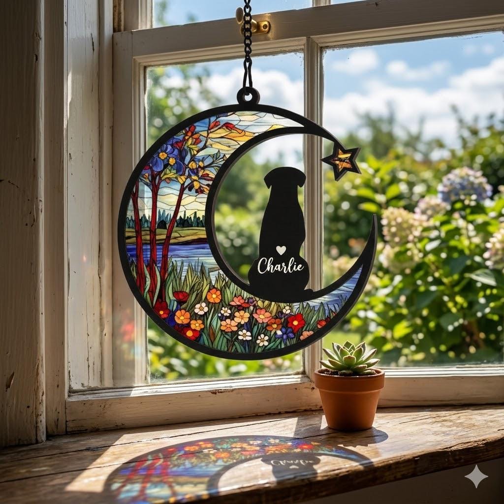 Personalized Dog Memorial Suncatcher, Dog Loss Sympathy Gift, Dog Loss Gift, In Loving Memory, Dog Remembrance Gift, Pet Memorial Gift